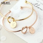 SMJEL Personalized Knot Initial Bracelets Bangles A-Z 26 Letters Initial Charm Bracelet Love Bangles for Women Jewelry Pulseiras