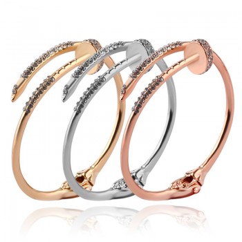 Women Bangles Bracelet Ladies Female Fashion Trendy Geometric Nail Open Bangles Cuff Jewelry Wedding Party Anniversary Gift