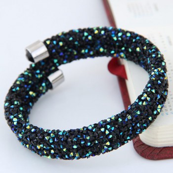 Meyfflin Crystal Cuff Bracelet Brand Open Bangles Fashion Charm Bracelets for Women Men Jewelry Silver Color Shiny Pulseiras
