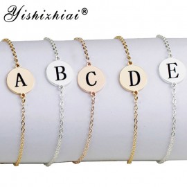 Dainty Initial Letter Bracelet Gold Stainless Steel Name Charm Bracelets Women Personalized Jewelry Bridesmaid Gift