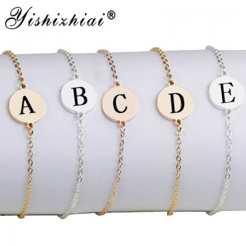 Dainty Initial Letter Bracelet Gold Stainless Steel Name Charm Bracelets Women Personalized Jewelry Bridesmaid Gift