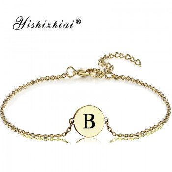 Dainty Initial Letter Bracelet Gold Stainless Steel Name Charm Bracelets Women Personalized Jewelry Bridesmaid Gift