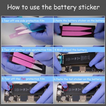 10pcs Battery Adhesive Sticker For iPhone XS Max XSM XR X 8 Plus 7 Plus 6S 6 Plus 5S SE 5C 5 4S 4 Battery Glue Tape Strip Tab