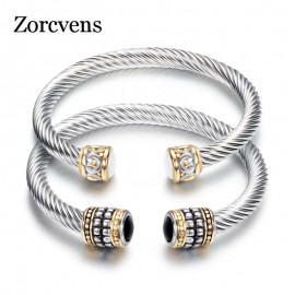 ZORCVENS Bracelet Multi Twisted Cable Wire Bangle Vintage Fashion Bangles Unique Designer Brand Christmas Cuff Bracelet