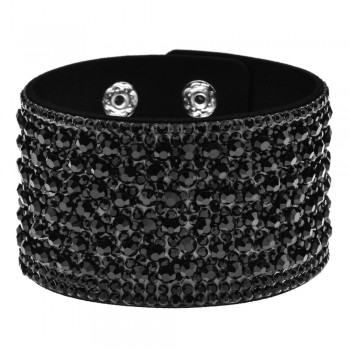 LUBINGSHINE Leather Rhinestones Wide Braceletsamp;Bangles Women Girls Handmade Men Charms Bracelet Wristband Party Jewelry Gift
