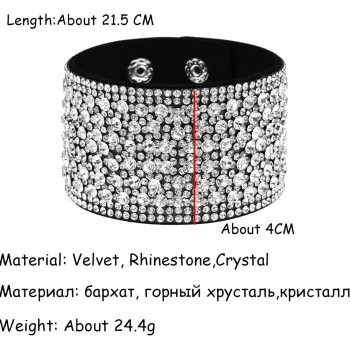 LUBINGSHINE Leather Rhinestones Wide Braceletsamp;Bangles Women Girls Handmade Men Charms Bracelet Wristband Party Jewelry Gift