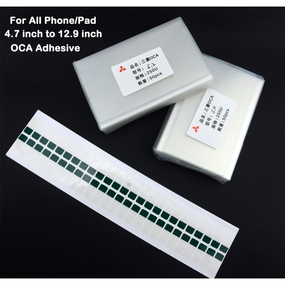 10PCS 250um OCA 4.7 5 5.2 5.5 5.7 6 6.3 6.4 6.8 7 7.9 9.7 12.9  inch OCA Optical Clear Adhesive Glue Glass Lens Film+Easy Tear