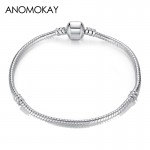 Anomokay 2018 Hot Silver Plated Basic Snake Chain Bracelet Diy Charm Bead Jewelry Not Fade Original Pan Bracelets amp; Bangles