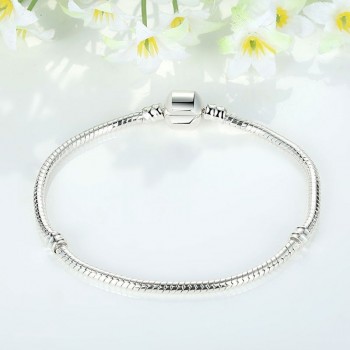 Anomokay 2018 Hot Silver Plated Basic Snake Chain Bracelet Diy Charm Bead Jewelry Not Fade Original Pan Bracelets amp; Bangles