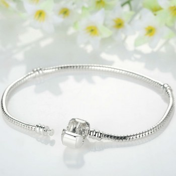 Anomokay 2018 Hot Silver Plated Basic Snake Chain Bracelet Diy Charm Bead Jewelry Not Fade Original Pan Bracelets amp; Bangles