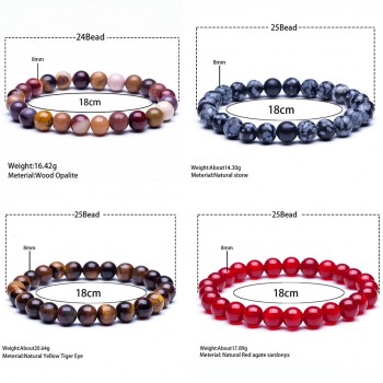 New natural stone beads bracelets High quality tiger eye buddha lava round beads elasticity rope bracelets for womenamp;men jewelry