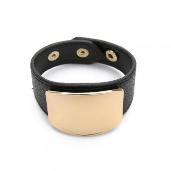 LOULEUR New Minimalist Wide Leather Bracelet for Women Gold Metal Bracelets amp; Bangles Adjustable Buckle Wrap Jewelry Gifts