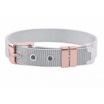 Vinnie Design Jewelry Keeper Stainless Steel Mesh Bracelet with 4pcs Slide Charms Silver Rose Gold Wrap Bracelets Keepers