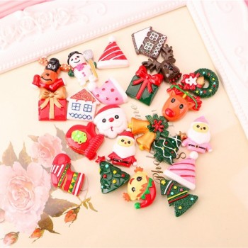 10pcs/lot Christmas Series Cute Colorful Resin Accessories DIY Mobile Phone Case Accessories DIY Headwears Pendant RandomlyShape
