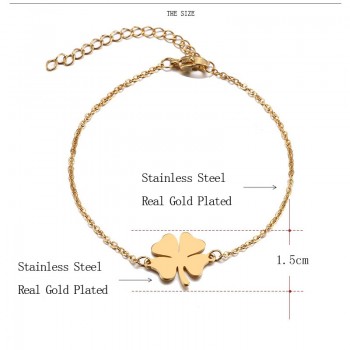CACANA Stainless Steel Bracelet For Women Man Clover Gold And Silver Color Pulseira Feminina Lovers Engagement Jewelry