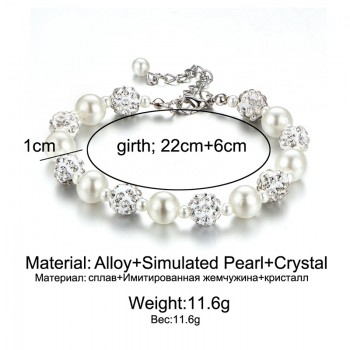 Fashion Crystal Beads Bracelet Charm Simulated Pearl Bracelets For Women Bileklik Armbanden Voor Vrouwen Wedding Jewelry Gift