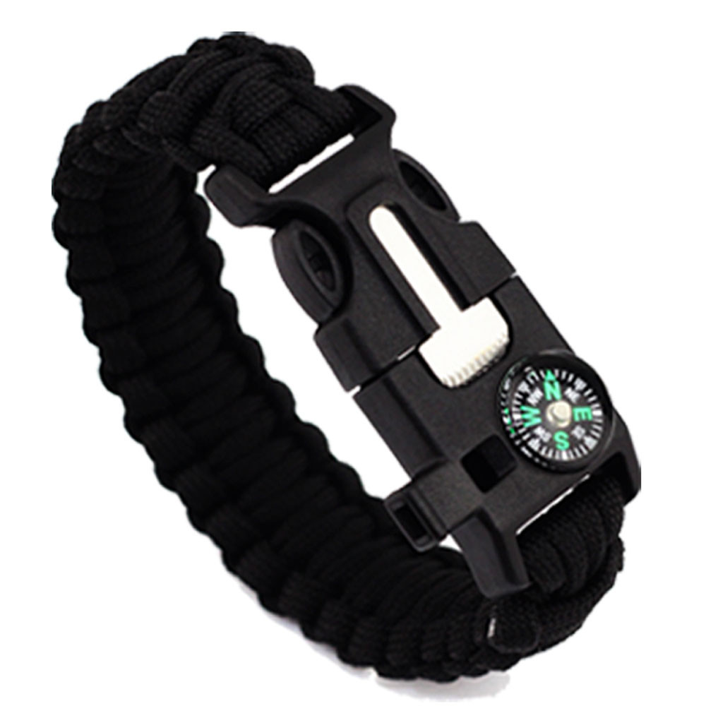 2019 Leather Bracelets For Men Women 5 in 1 Outdoor rope Paracord Survival gear escape Bracelet Flint/Whistle/Compass bileklik