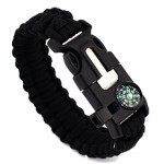 2019 Leather Bracelets For Men Women 5 in 1 Outdoor rope Paracord Survival gear escape Bracelet Flint/Whistle/Compass bileklik