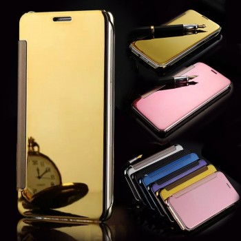 SUYACS For Samsung Galaxy A3 A5 A7 2016 2017 S8 S9 Plus J3 J5 J7 EU Luxury Leather + Hard PC Flip Stand View Mirror Phone Case