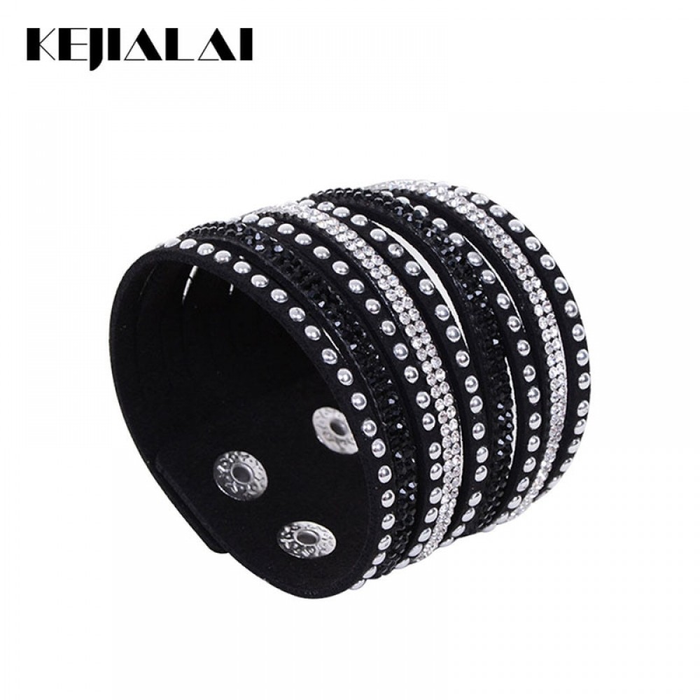 Kejialai 2018 New Fashion Jewelry Women And Men Bracelets With Full Crystal Simple Wrap Bracelets Charm Bangle Unisex KJL004