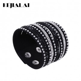 Kejialai 2018 New Fashion Jewelry Women And Men Bracelets With Full Crystal Simple Wrap Bracelets Charm Bangle Unisex KJL004