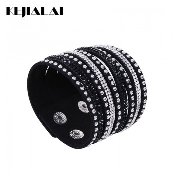 Kejialai 2018 New Fashion Jewelry Women And Men Bracelets With Full Crystal Simple Wrap Bracelets Charm Bangle Unisex KJL004