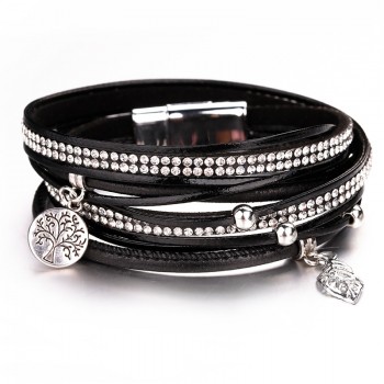 Amorcome Leather Bracelets For Women Tree of Life Charm Bracelets amp; Bangles Boho Multilayer Double Wrap Bracelet Female Jewelry