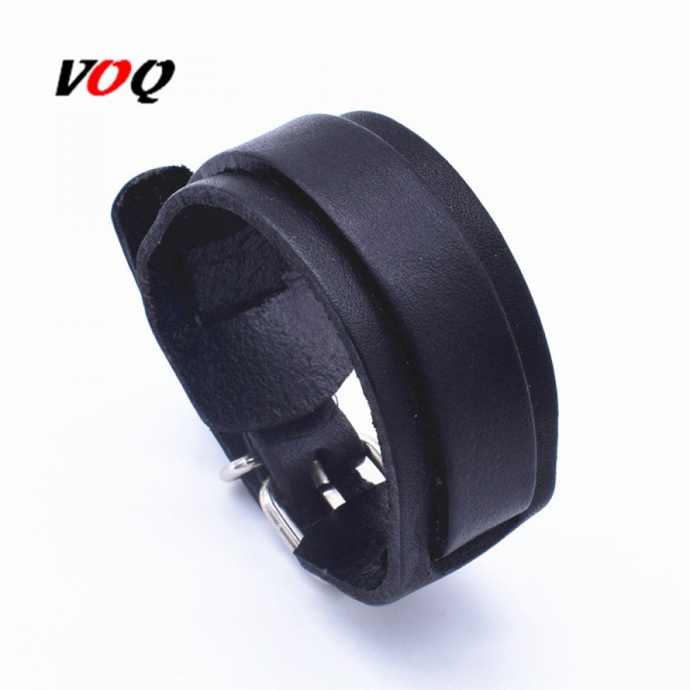 VOQ 2018 Personality Fashion Vintage Adjustable length Wrap Wristband Double Layer Leather Bracelets for Women Men Jewelry