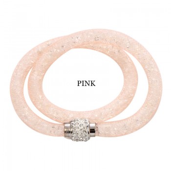 Fashion Jewelry Handmade Bracelets Women Charm Rhinestone Double Mesh Full Crystal Magnetic Slimming Clasp Wrap Bangle Jewelry