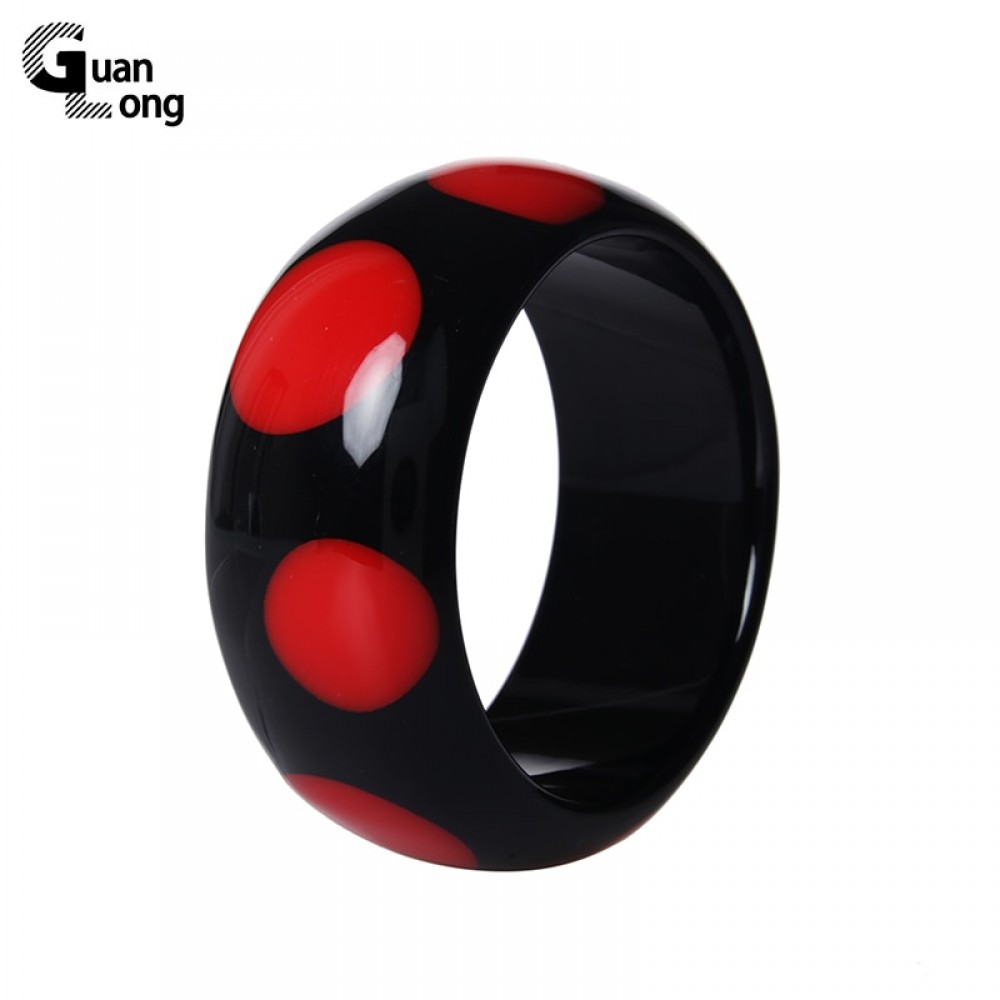 GuanLong Fashion Nice Spot Resin Craft Round Bangle Bracelets Pulseiras For Women New Year Gifts Jewelry
