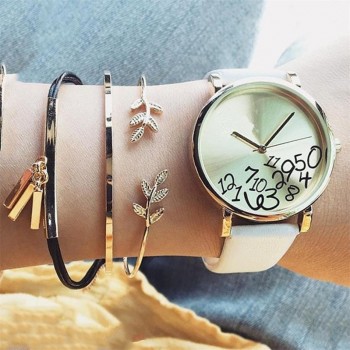 18 Styles Women Fashion Bow Leaves Cat Bangle Crystal Love Leather Pineapple Feather Open Bracelet Bohemian Accessories