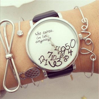 18 Styles Women Fashion Bow Leaves Cat Bangle Crystal Love Leather Pineapple Feather Open Bracelet Bohemian Accessories