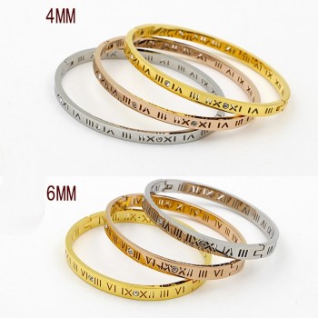 New Classic Design High Quality 4mm And 6mm Zircon Roman Numerals Bracelets amp; Bangles Women Fashion Jewelry Bangles Wholesale