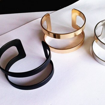 2016 simple geometrical times feeling Punk rock fashion female bracelet jewelry High quality metal black bracelet EE881