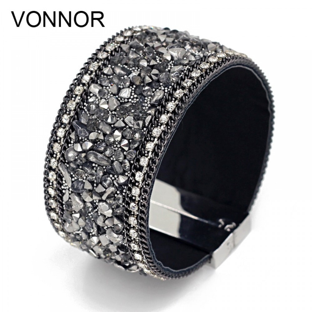 VONNOR Jewelry Bracelets for Women Men Leather Stones Bangles Bracelets Female Accessories Wrap Bracelet Dropshipping