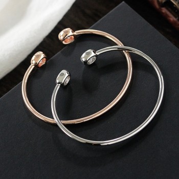 Linnor Delicate Micro Inlay Crystal Open Bangles Rose Gold Charms for Women Cuff Wristband Bracelets pulseira feminina