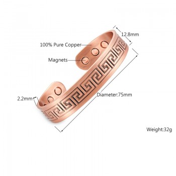 Escalus 2018 Vintage Antique Pure Copper Jewelry Powerful Magnetic Bangle For Men Gift Healing Women New Bangle Charm Bracelet
