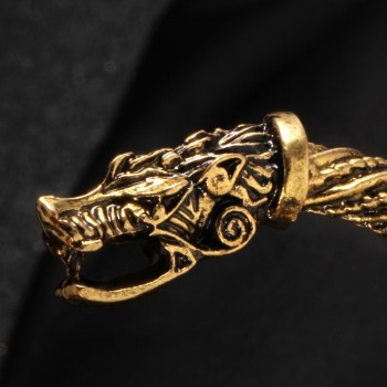 Hesiod Vintage Viking Wolf Head Cuff Bracelet Bangles Men Stainless Steel Bracelet Punk Indian Jewelry Fashion Accessories