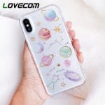 LOVECOM Epoxy Phone Case For iPhone XS XR XS Max X 5 5S 6 6S 7 8 Plus X Planet Star Transparent TPU Phone Back Cover Cases New!