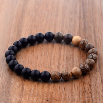 Amader 8mm New Natural Wood Beads Bracelets Men Black Ethinc Meditation White Bracelet Women Prayer Jewelry Yoga ABJ005