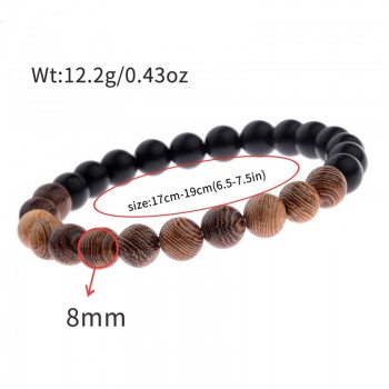 Amader 8mm New Natural Wood Beads Bracelets Men Black Ethinc Meditation White Bracelet Women Prayer Jewelry Yoga ABJ005