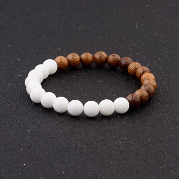 Amader 8mm New Natural Wood Beads Bracelets Men Black Ethinc Meditation White Bracelet Women Prayer Jewelry Yoga ABJ005