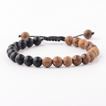 Amader 8mm New Natural Wood Beads Bracelets Men Black Ethinc Meditation White Bracelet Women Prayer Jewelry Yoga ABJ005