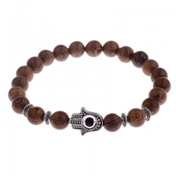 Amader 8mm New Natural Wood Beads Bracelets Men Black Ethinc Meditation White Bracelet Women Prayer Jewelry Yoga ABJ005