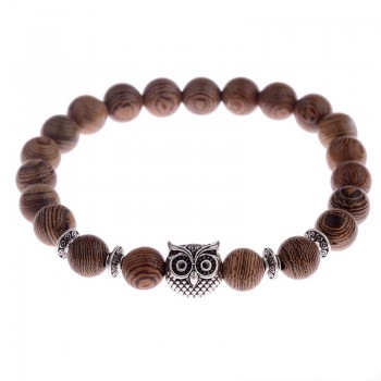 Amader 8mm New Natural Wood Beads Bracelets Men Black Ethinc Meditation White Bracelet Women Prayer Jewelry Yoga ABJ005