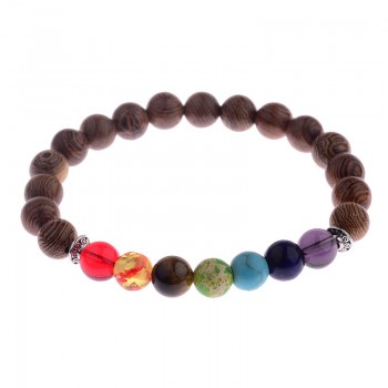 Amader 8mm New Natural Wood Beads Bracelets Men Black Ethinc Meditation White Bracelet Women Prayer Jewelry Yoga ABJ005