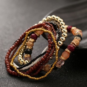 7 Pcs/Set 2018 New Four Seasons Bohemian Multi-layer Beaded Jewelry and Women Elastic Bracelet