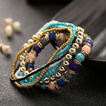 7 Pcs/Set 2018 New Four Seasons Bohemian Multi-layer Beaded Jewelry and Women Elastic Bracelet