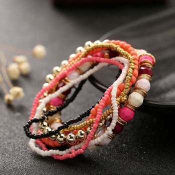 7 Pcs/Set 2018 New Four Seasons Bohemian Multi-layer Beaded Jewelry and Women Elastic Bracelet