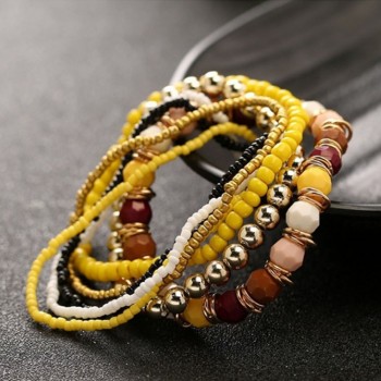 7 Pcs/Set 2018 New Four Seasons Bohemian Multi-layer Beaded Jewelry and Women Elastic Bracelet